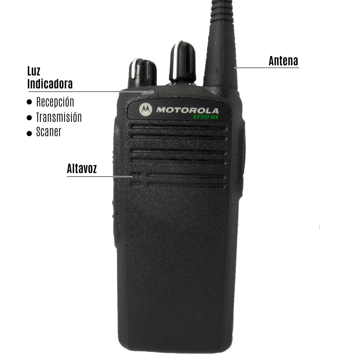 Radio Motorola EP350 MX Analógico LAH03RDH8AB7AN UHF 435-480 MHz con pantalla y teclado reducido