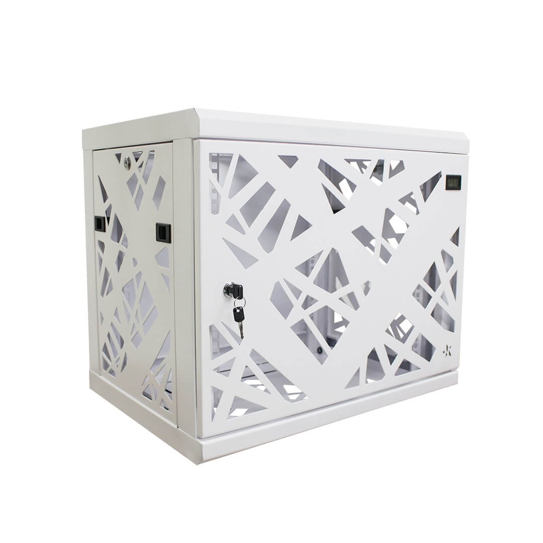 Rack gabinete de pared blanco cerrado Metalnet de 9 U