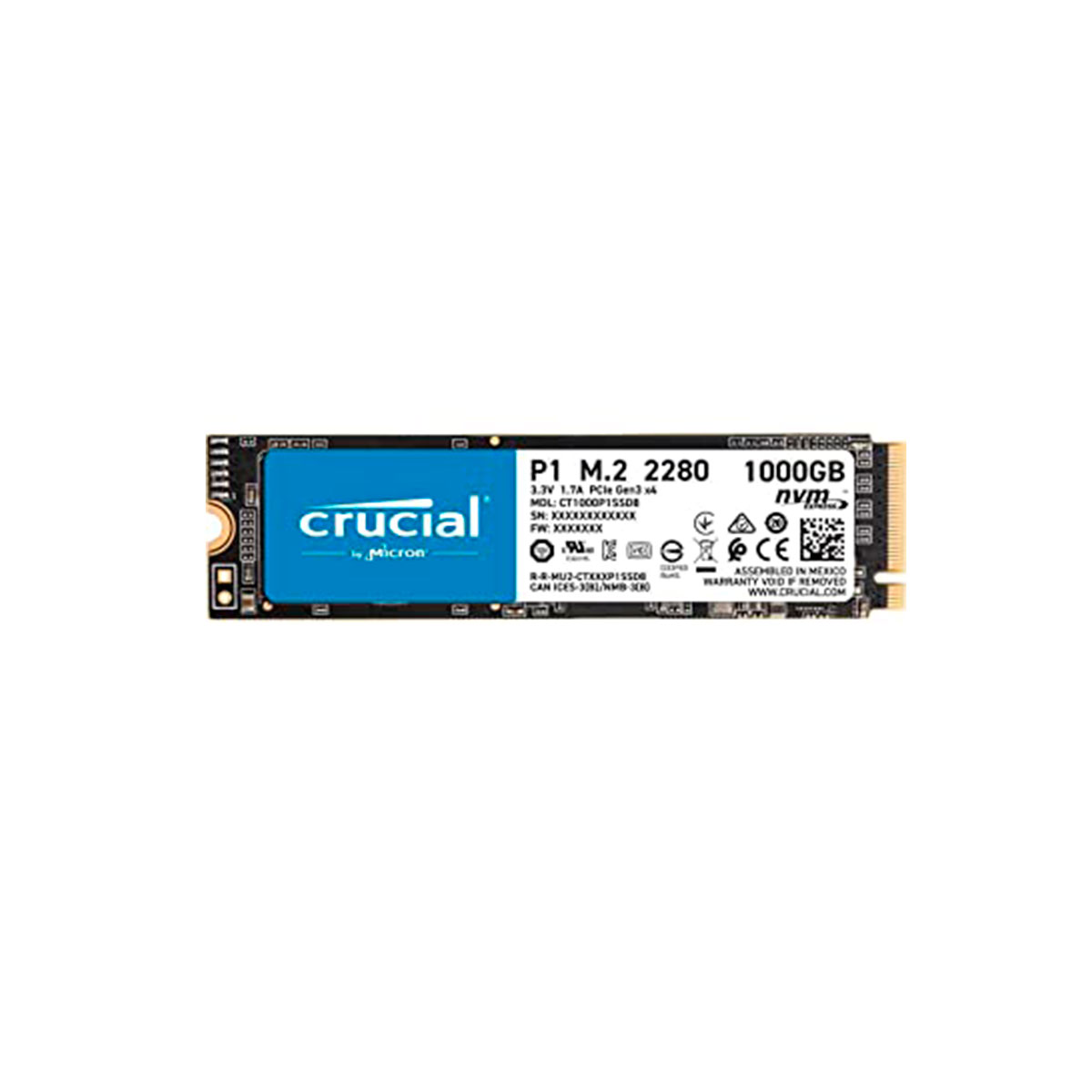 Disco duro 1TB Interno SSD Crucial M2 3D NAND NVME CT1000P1SSD8